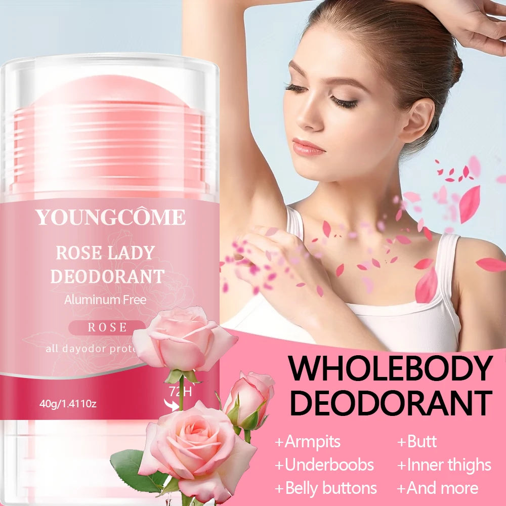 Women Deodorant Stick Rose Lady Deodorant Solid Underarm Sweat & Odor Control All Day Fresh Travel Protection 40g Peaceful Pleasures Health and Wellness