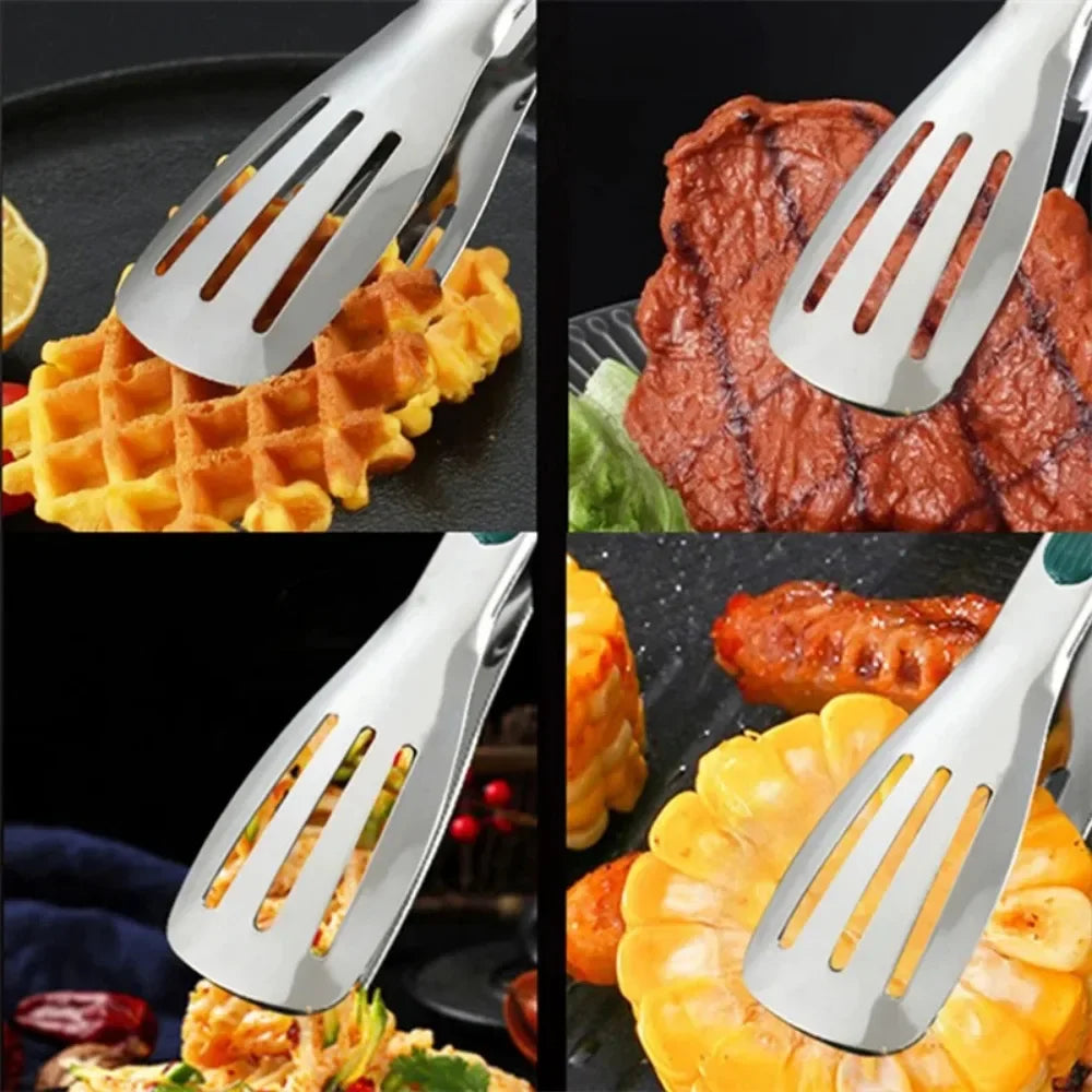 304 Stainless Steel BBQ Food Tongs 7/9/12 Inch Grill Utensils