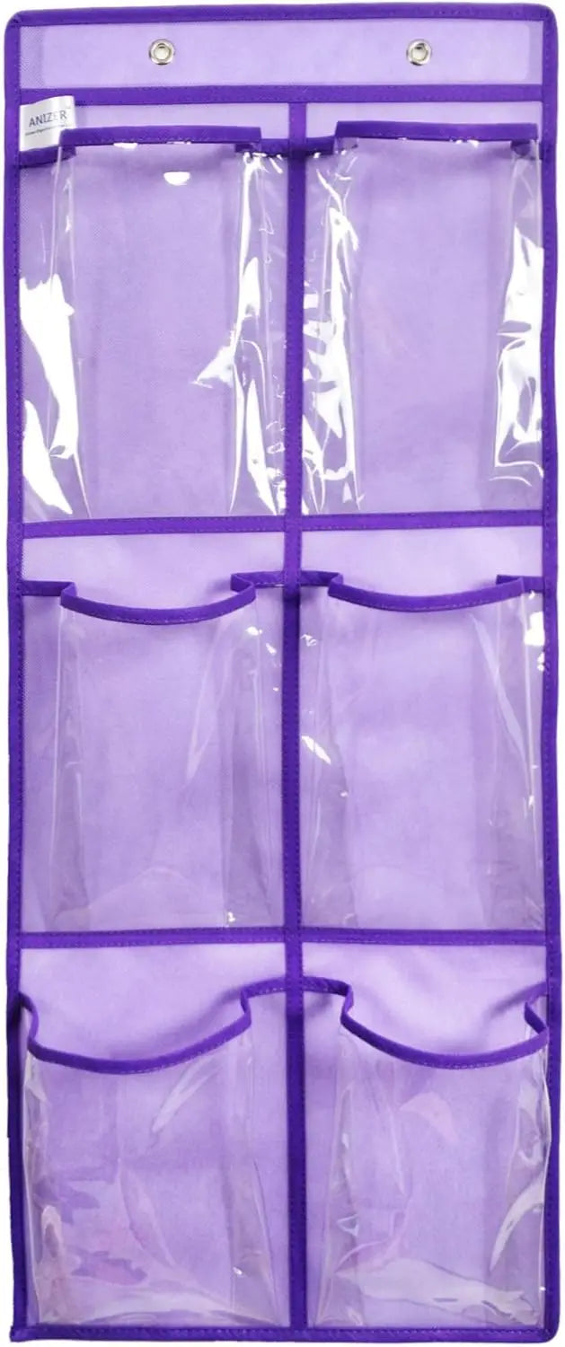 Over Door Shoe Organizer – 6 Clear Pockets, Purple, 2 Pack Home Organization Peaceful Pleasures Health and Wellness
