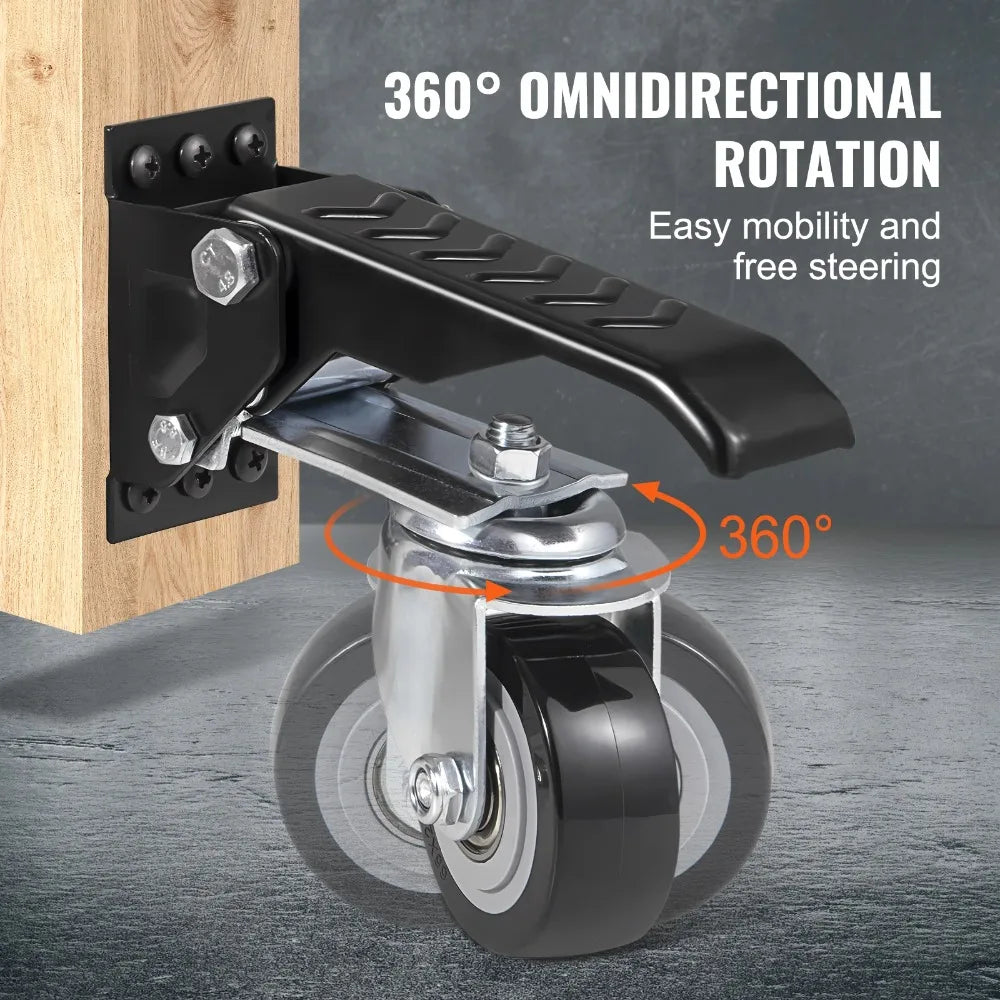 165 lbs Retractable Workbench Caster Wheel | 2.5" 360° Swivel