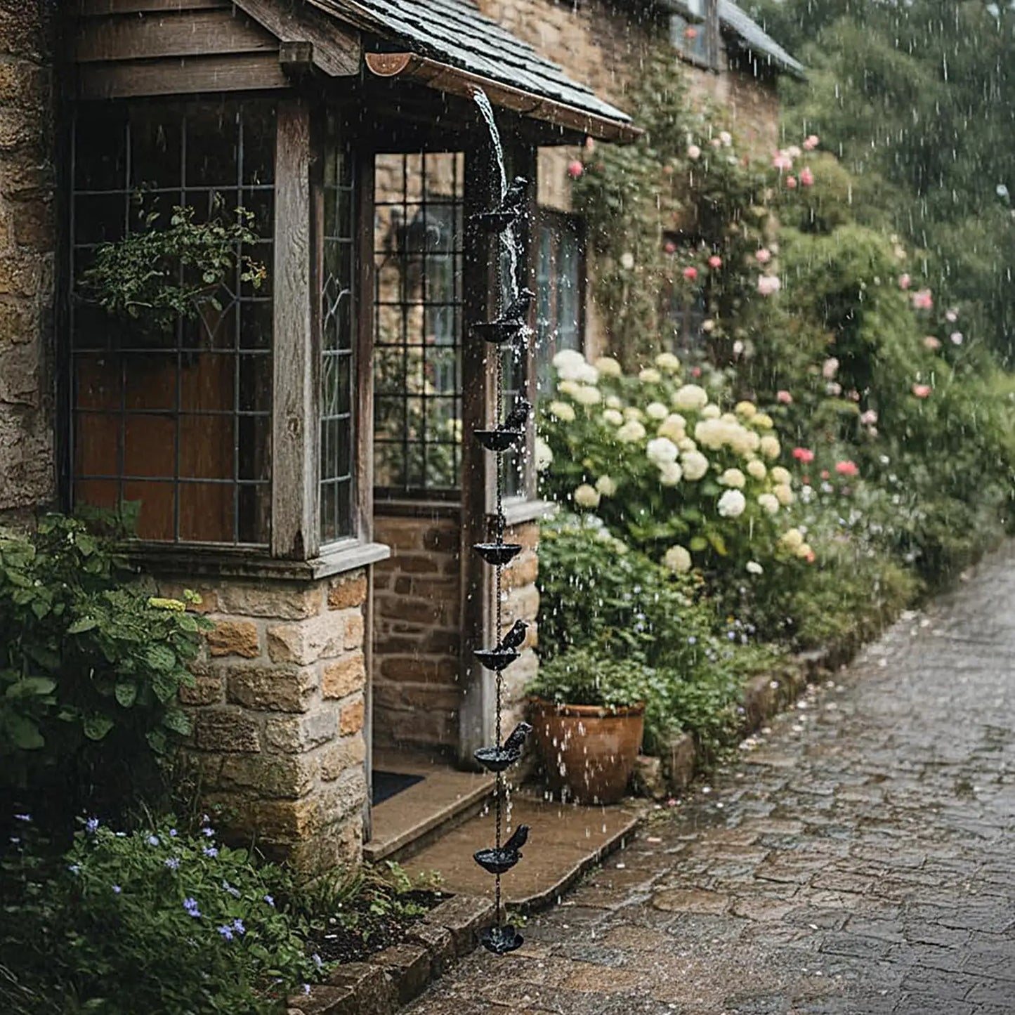 Bird Rain Chain for Gutters | Rust-Resistant Metal Outdoor Decor