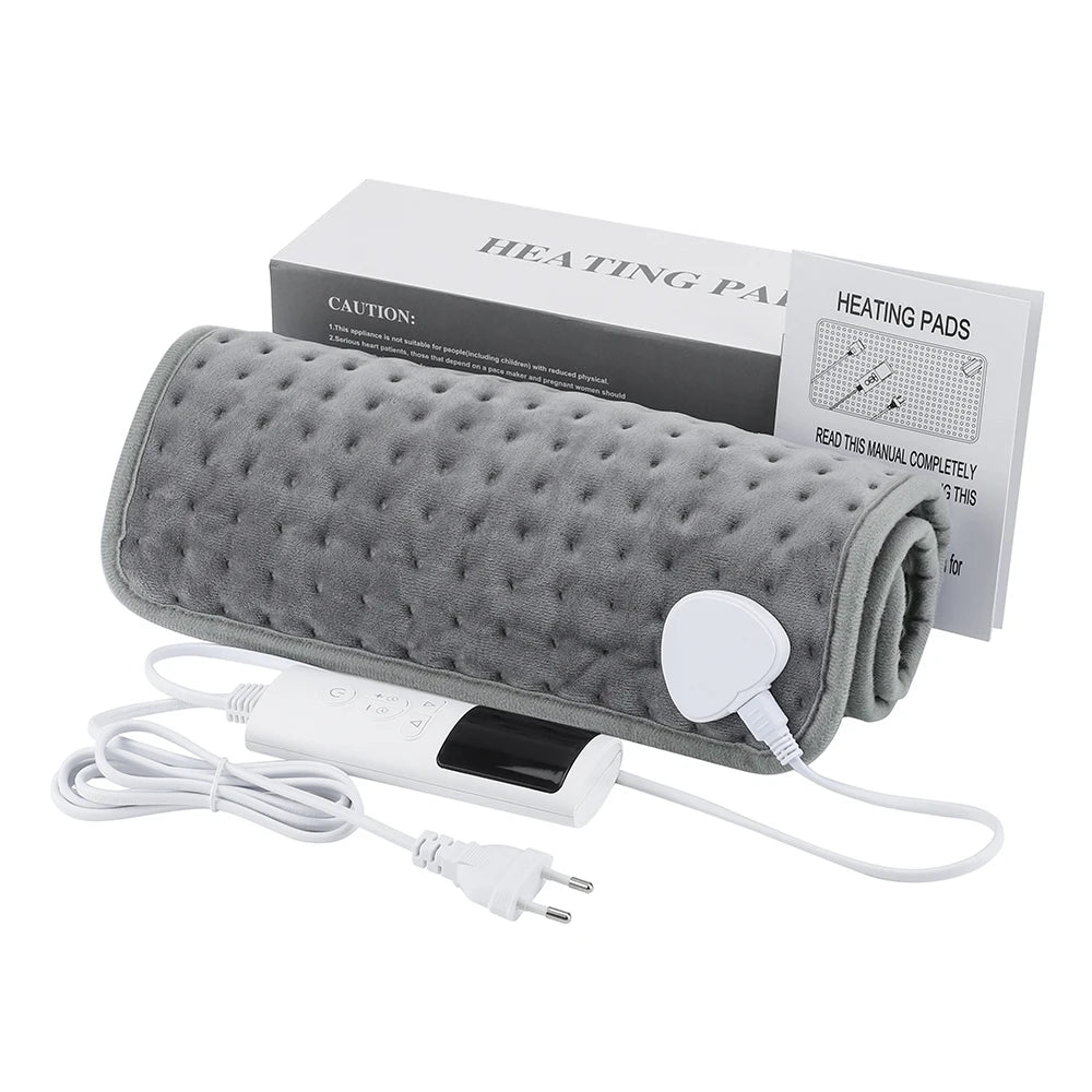 Electric Heating Pads for Back Neck Shoulder Relief Home Sofa Office Desktop Winter Warm Blanket Auto-Off Machine Washable Mat Peaceful Pleasures Health and Wellness EU PLUG 220V