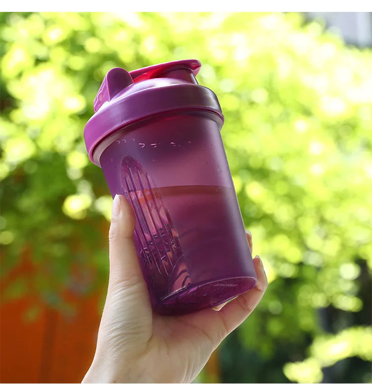 Shaker Bottle with Shaker Balls Leak Proof Drink Shaker Bottle for Shake and Pre Work Out Best Shaker Cup Peaceful Pleasures Health and Wellness Purple 400ml