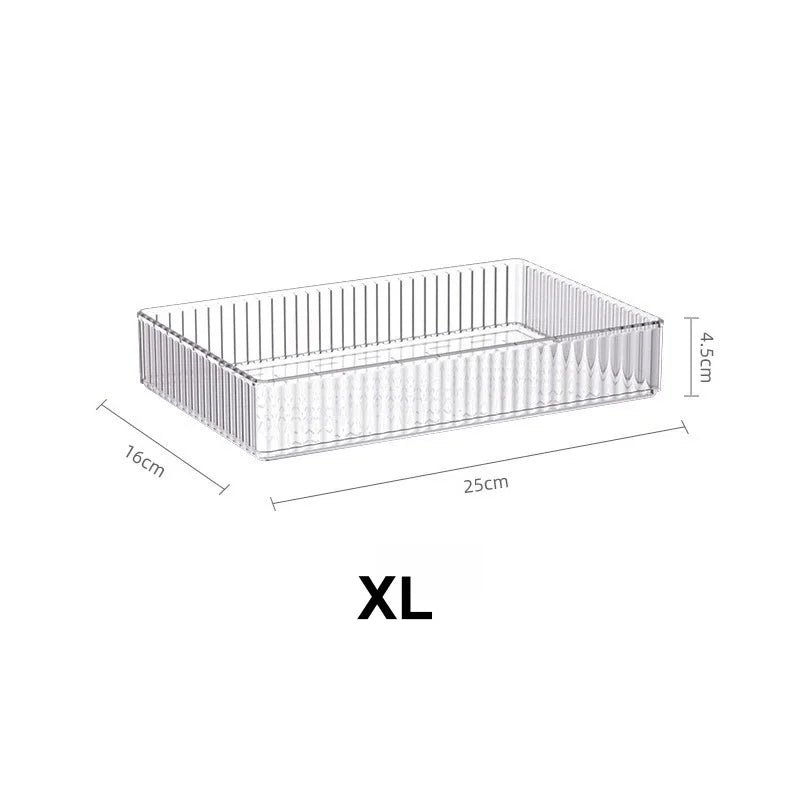 Clear Acrylic Drawer Organizer Bins | Stackable 4-Size Set