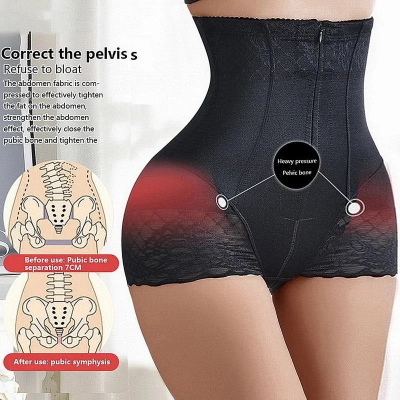 Tummy Control Panties Women Zipper Body Shaper Waist Pants Seamless