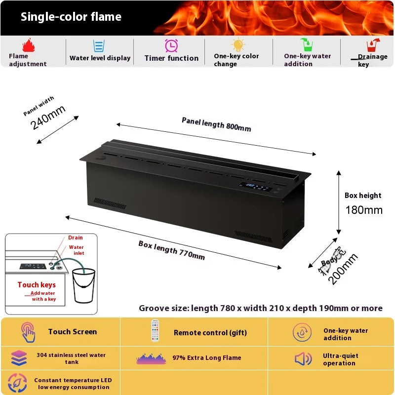 800mm Atomizing Fireplace For Living Room Multi-color Fake Flame Electronic Fireplace Home Remote Control Water Steam Fireplace Peaceful Pleasures Health and Wellness remote control