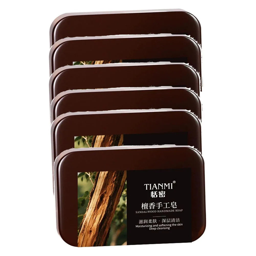 Men's Sandalwood Handmade Soap, three-in-one, Cleansing Soap cleanses face, hair, bathes the whole body, moisturizes1/3/6PCS Peaceful Pleasures Health and Wellness 6PCS