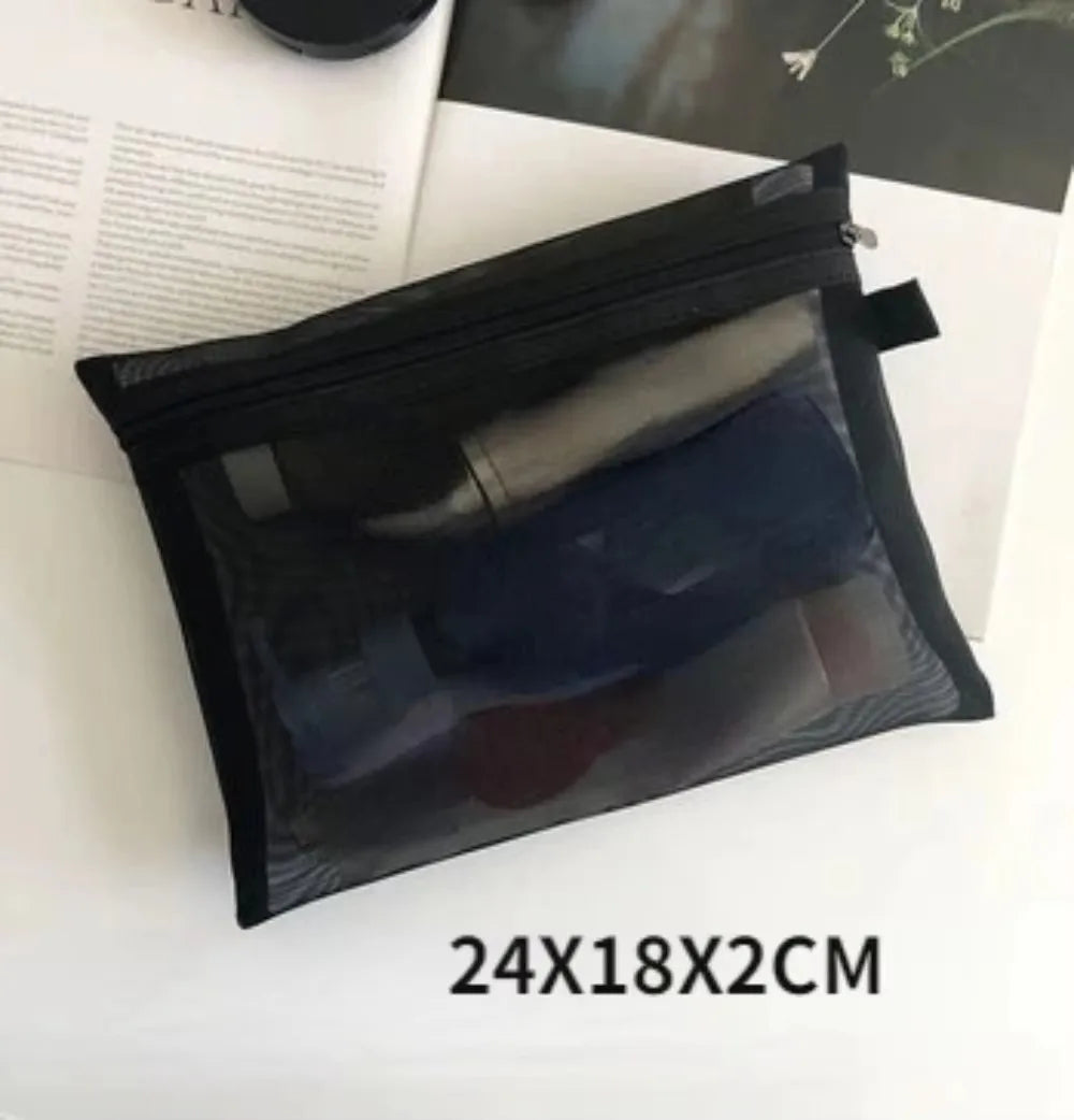 Mesh Cosmetic Bag Set – Travel Makeup & Toiletry Organizer