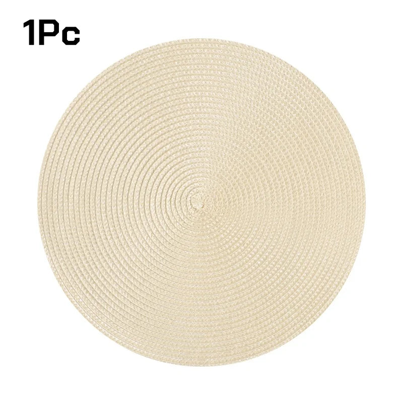 Round Braided Placemats 15" Washable PVC Table Mats | Set of 5