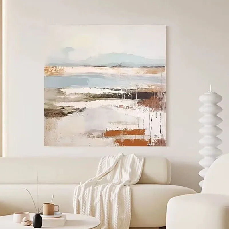 Nordic Abstract Cream Style Handmade Oil Painting Background Hanging Painting Living Room Bedroom Porch Hanging Mural Sofa Room Peaceful Pleasures Health and Wellness