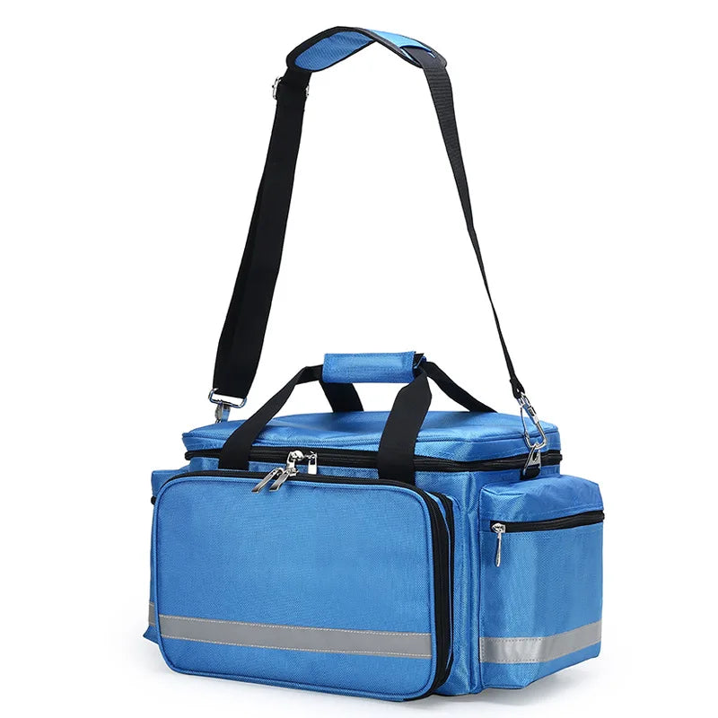 Professional First Aid Kit Large Capacity Medical Supplies Storage Bag Sports Travel Rescue Field Emergency Kit Doctor Visit Kit Peaceful Pleasures Health and Wellness Ligt Blue empty bag