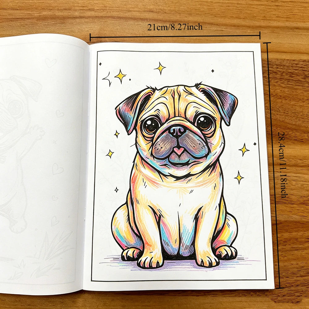 Adorable Pug Dog Coloring Book 28 Pages Cute Cartoon Illustrations