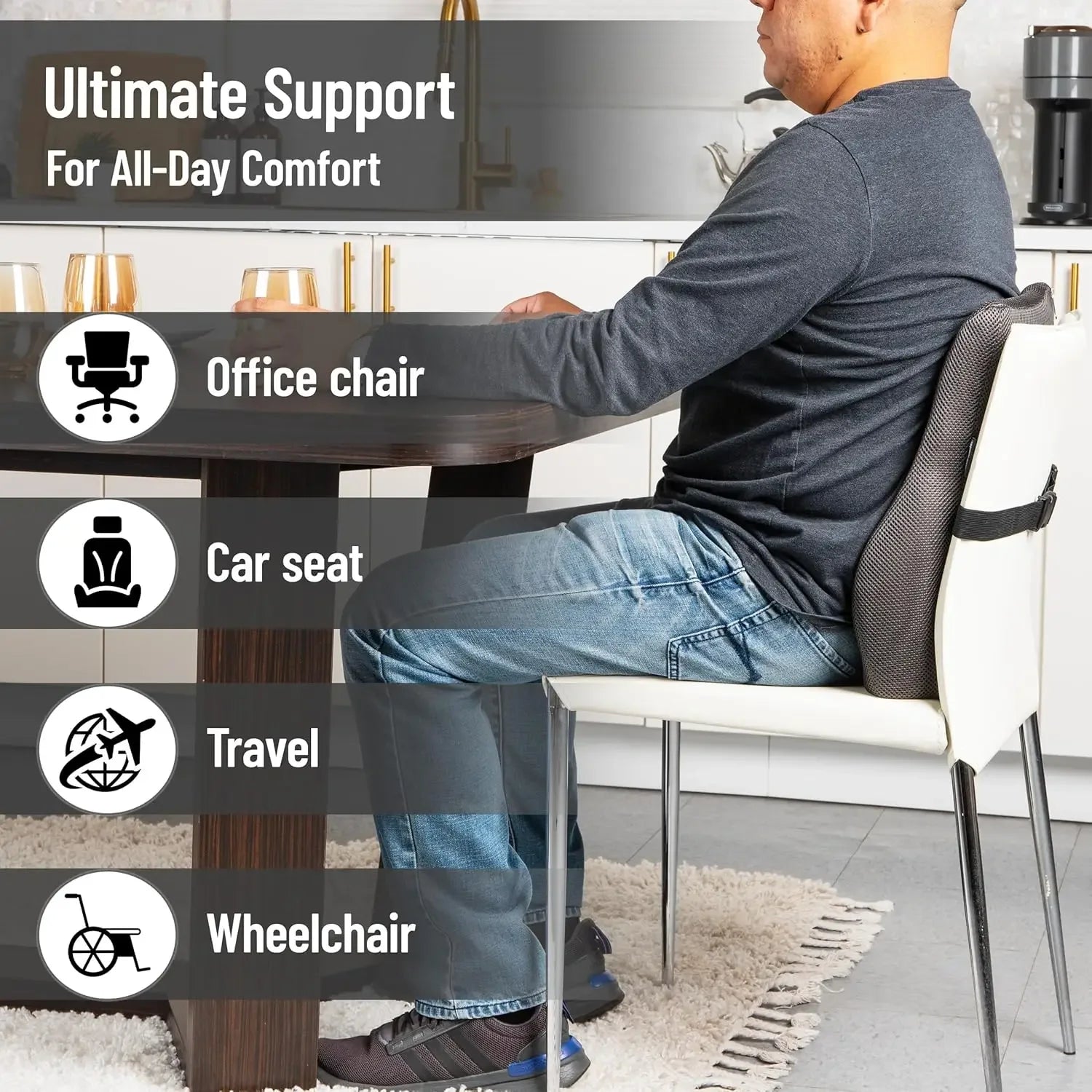 Ergonomic Memory Foam Lumbar Cushion for Office Chairs, Recliners & Car Seats - Chiropractor-Recommended, Gray Peaceful Pleasures Health and Wellness