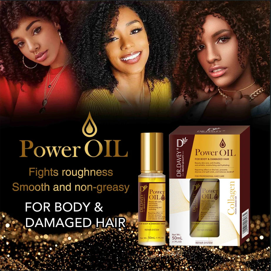 50ml Power Oil And 220ml Hair Mask Prevent Dryness Split Ends Repair Damage Frizz Tangles 5 Seconds Soft Smooth Care Peaceful Pleasures Health and Wellness
