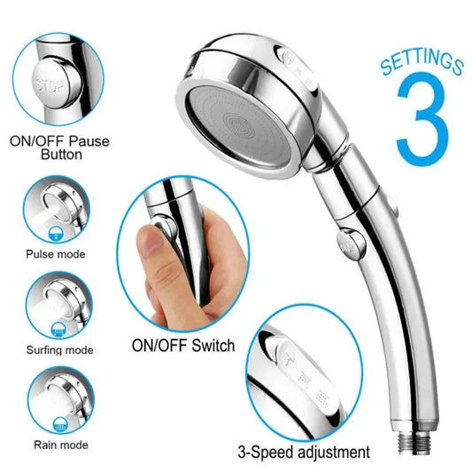 3-Mode High Pressure Handheld Shower Head | Water Saving Handheld Shower Head Oasis Select