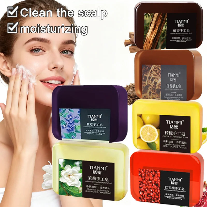6-Pack Handmade Scented Soap – Lemon, Jasmine & Sandalwood