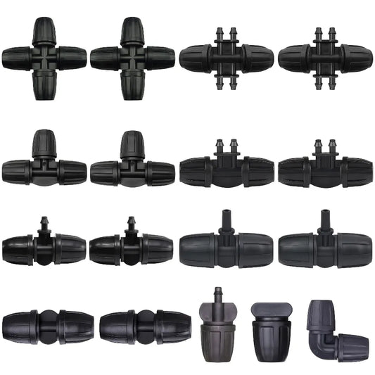 10pcs Garden Elbow End Plugs Pipe Adapter Irrigator Fitting 3/8" To 1/4" Hose Connector 8/11 To 4/7mm Barbed Lock Tee Straight Peaceful Pleasures Health and Wellness