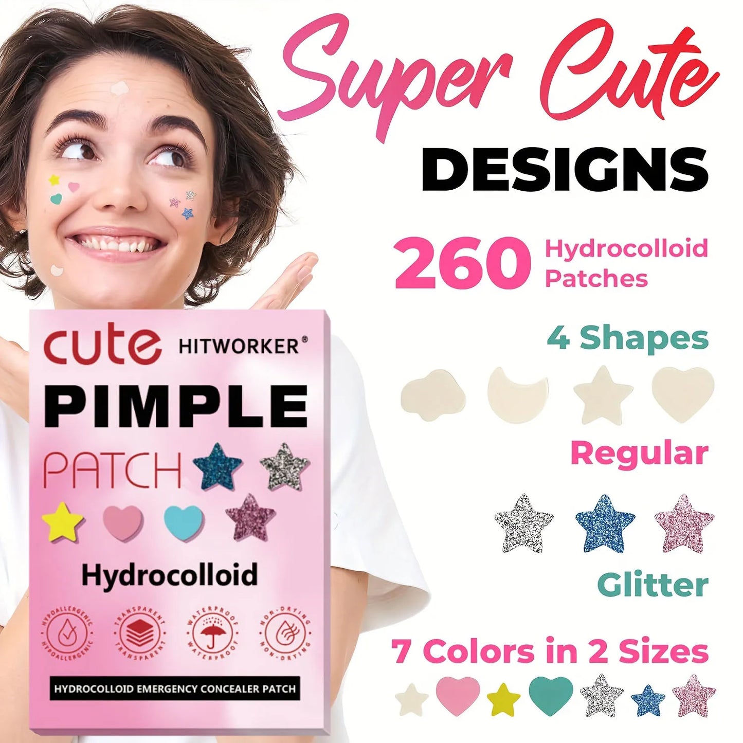Invisible Hydrocolloid Acne Patches – Waterproof, All Skin Types