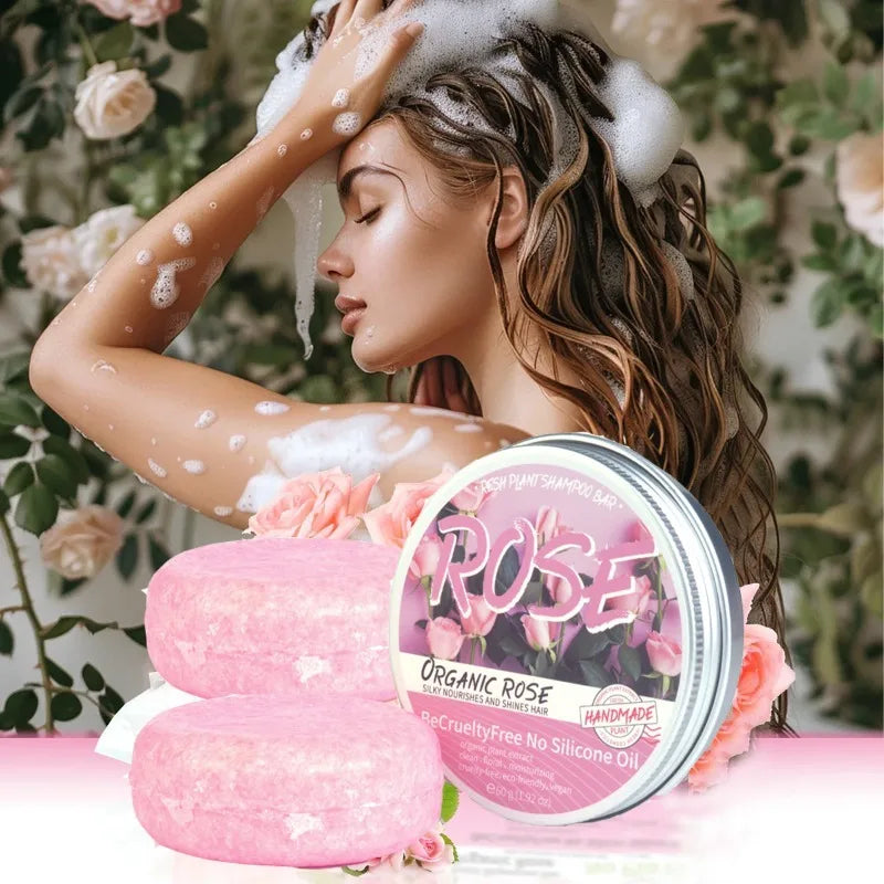 Rose Shampoo Soap Nourish Moisturize Scalp Oil Controlling Stain Removing Floral Fragrance Overflowing Hair Care Handmade Soap Peaceful Pleasures Health and Wellness
