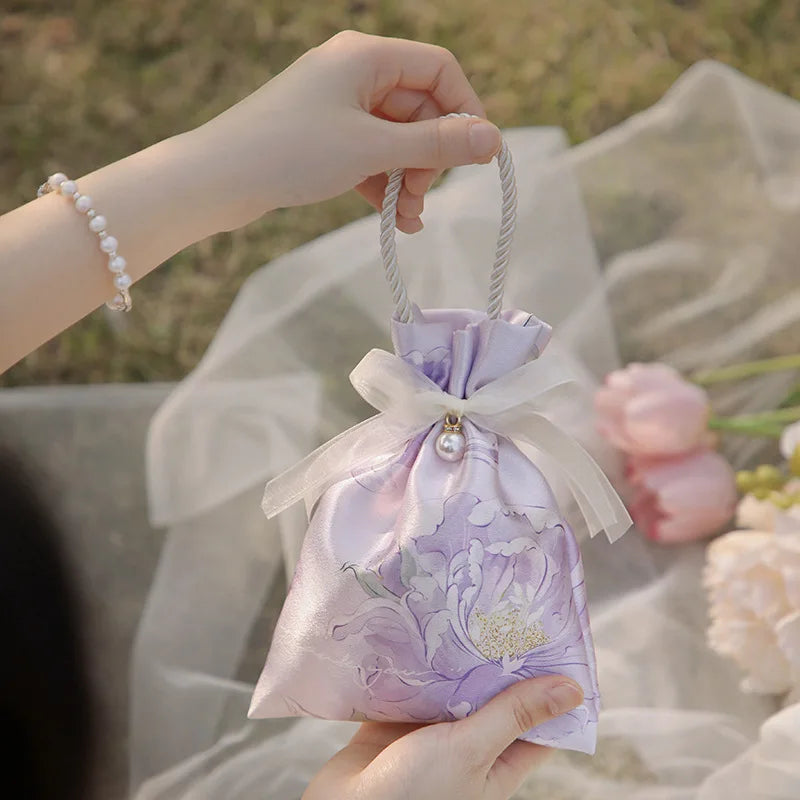 Vintage Flower Drawstring Candy Gift Bag – Wedding & Baby Shower
