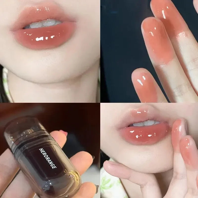 HERORANGE Ice Mirror Lip Glaze – Moisturizing Glossy Lip Film