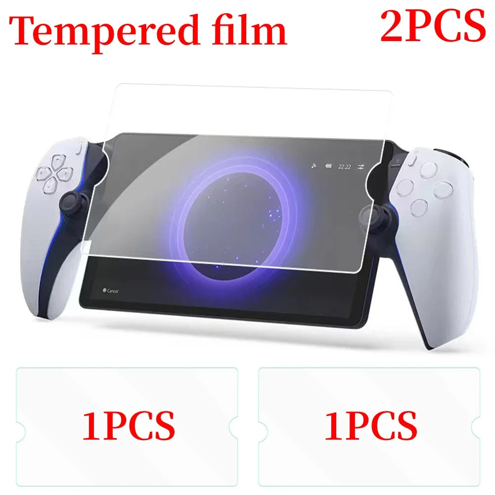 TPU Protective Case for PS Portal With bracket Game Console Case Anti-Scratch Cover Grip Case for PS 5 Accessories Peaceful Pleasures Health and Wellness Tempered film 2pcs