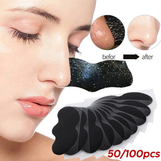 Bamboo Charcoal Nose Pore Cleansing Strips 50/100 Pcs Pore Cleansing Strips Peaceful Pleasures Health and Wellness