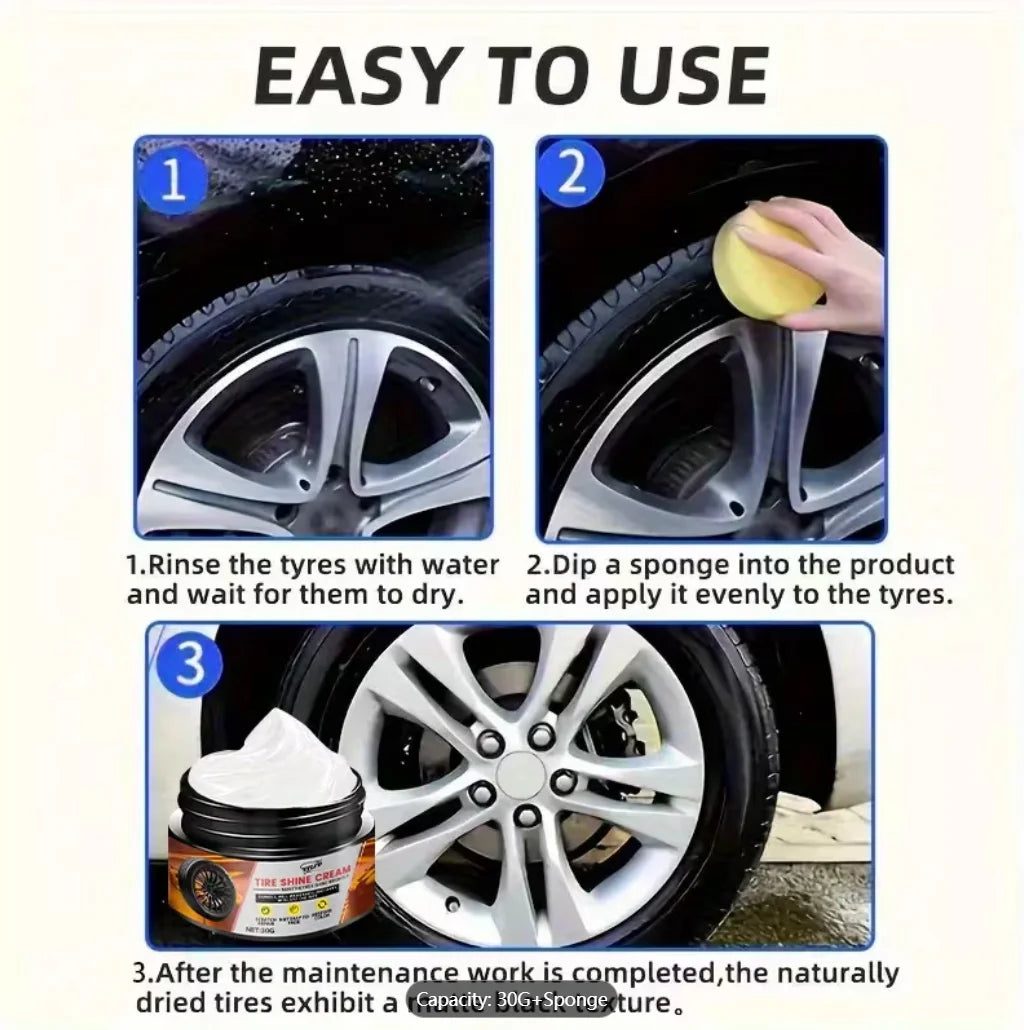 Car Plastic Restorer & Tire Shine 30G | UV Protection Anti-Fade