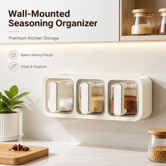Kitchen Seasoning Storage Rack Combination Set Seasoning Tank Wall Mounted Non Perforated Seasoning Box Kitchen Accessories Peaceful Pleasures Health and Wellness