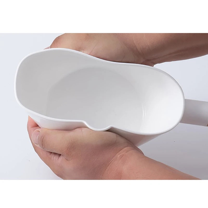 Large Plastic Water Ladle Scoop with Wooden Handle – 15.8cm Bowl, Kitchen & Bathroom Use