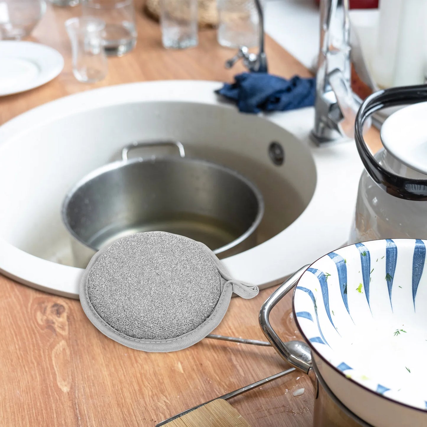 Double-Layer Soft Dishwashing Sponge Non-Scratch High-Durability Kitchen Cleaning Cloth Multipurpose Scrubber for Pots Pans Peaceful Pleasures Health and Wellness