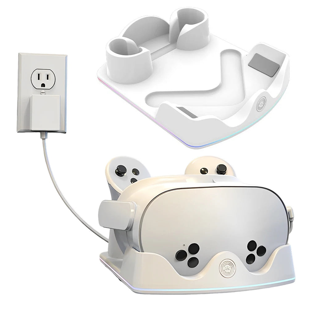 Charging Dock for Meta Quest 3S VR Charging Station with RGB Light Headset Display Stand and Controller Mount Controller Holder Peaceful Pleasures Health and Wellness