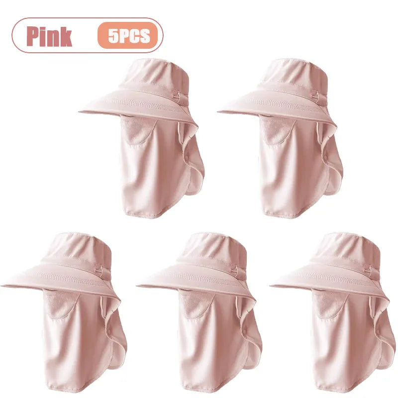 Women's Wide Brim Sun Hat – UV Face Cover & Neck Flap