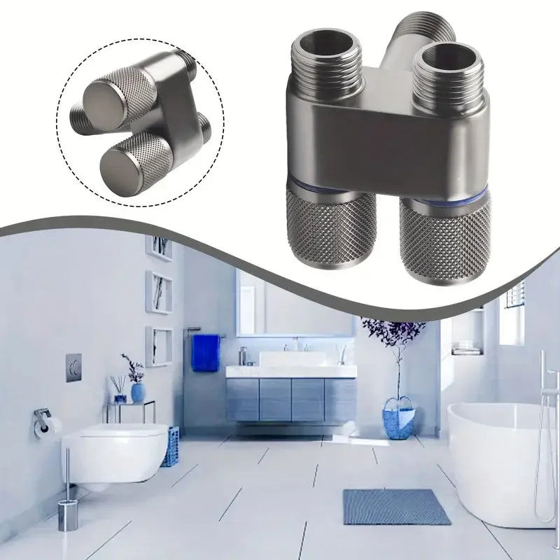 Dual Outlet Corner Valve G1/2 – 1-In 2-Out Alloy Angle Valve