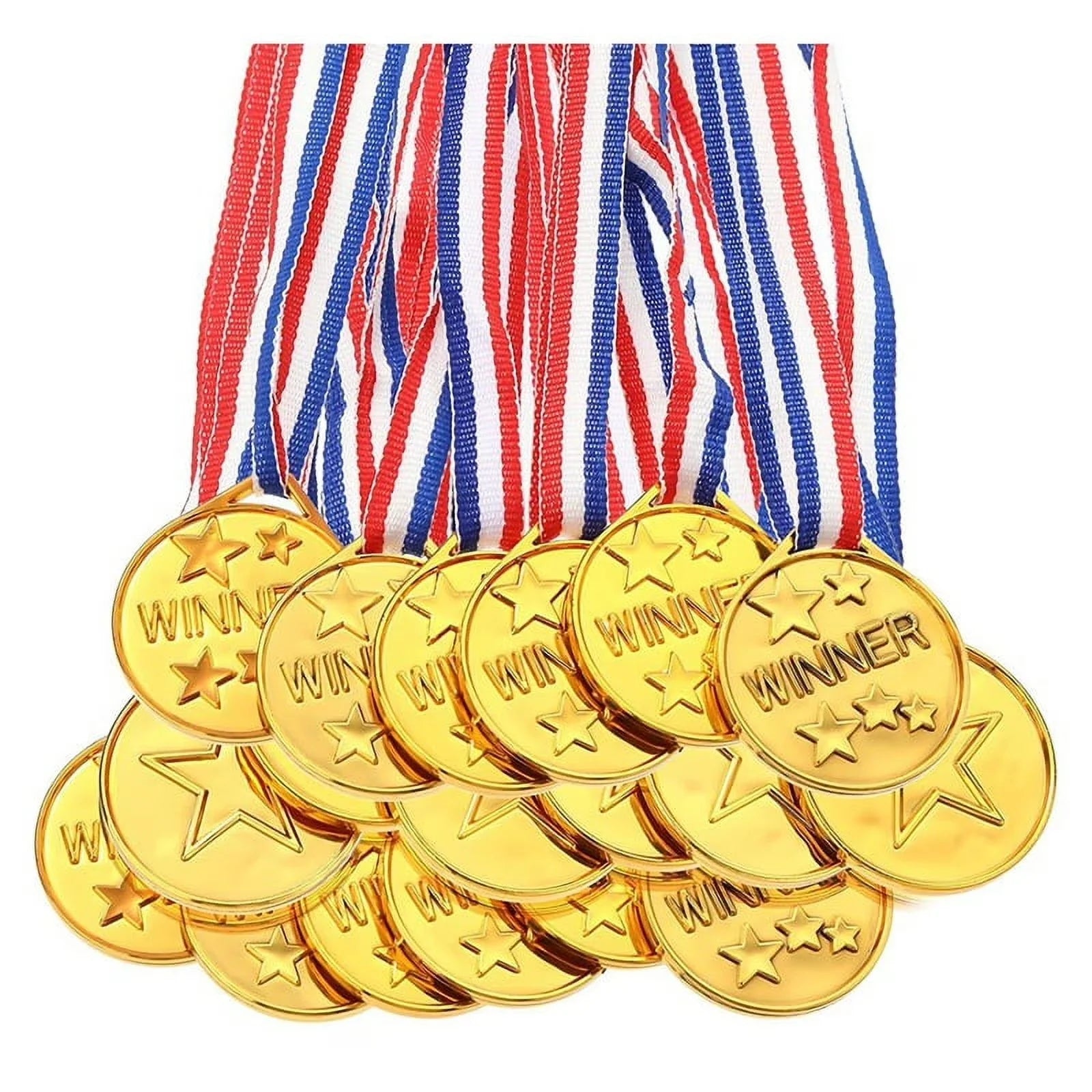 30Pcs Plastic Gold Winners Medals Trophy Children Game Sports Prize Awards Toys For Kids Birthday Party Favors Pinata Fillers Peaceful Pleasures Health and Wellness 30pcs