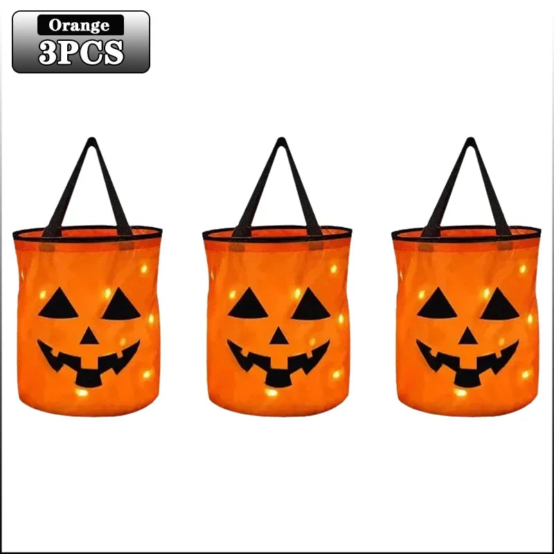 LED Halloween Pumpkin Candy Bag | Kids Trick or Treat Bucket