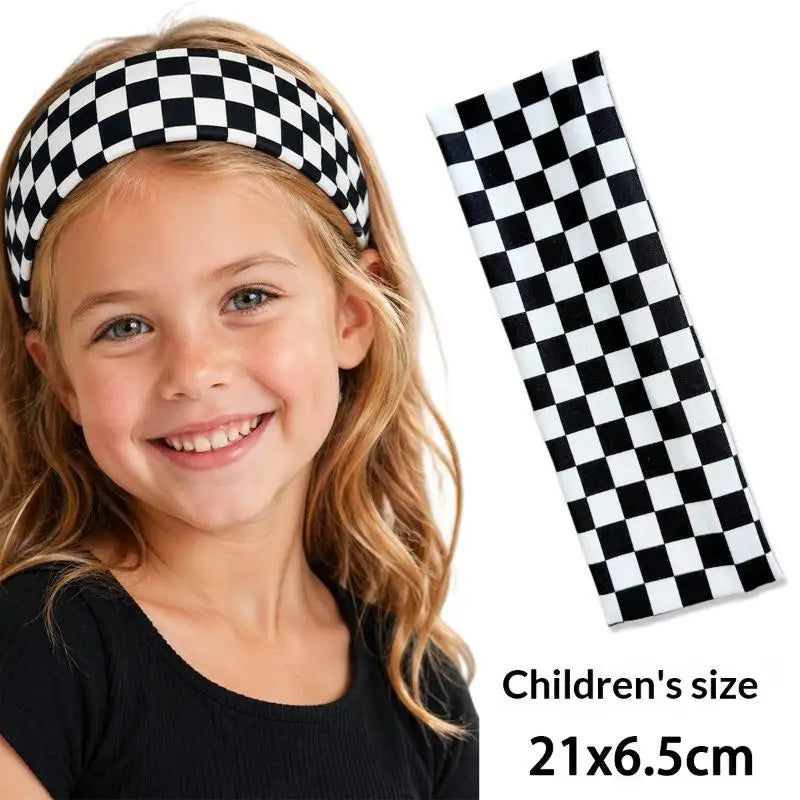 Checkerboard Elastic Headband | Sports & Yoga Hairband for Women