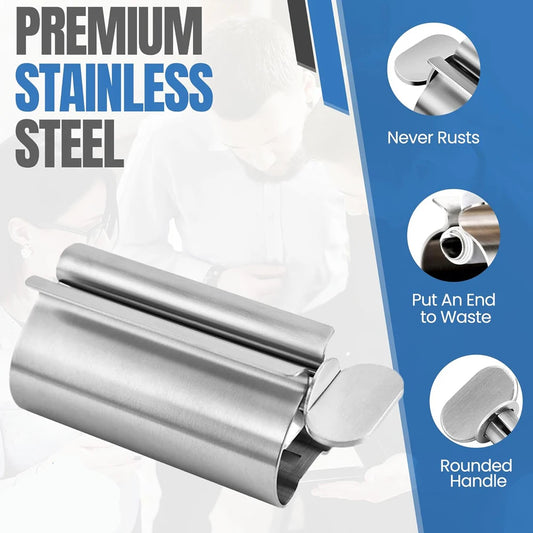 Bathroom Accessories Toothpaste Squeezer Tube Roller Stainless Steel Peaceful Pleasures Health and Wellness