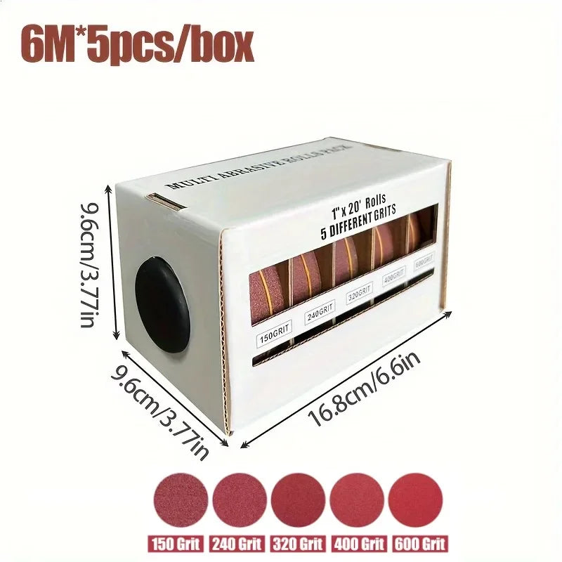 Abrasive Sandpaper Roll 6M x 25cm – Grit 80 to 600 Emery Cloth Peaceful Pleasures Health and Wellness 5 Rolls (P150-600)