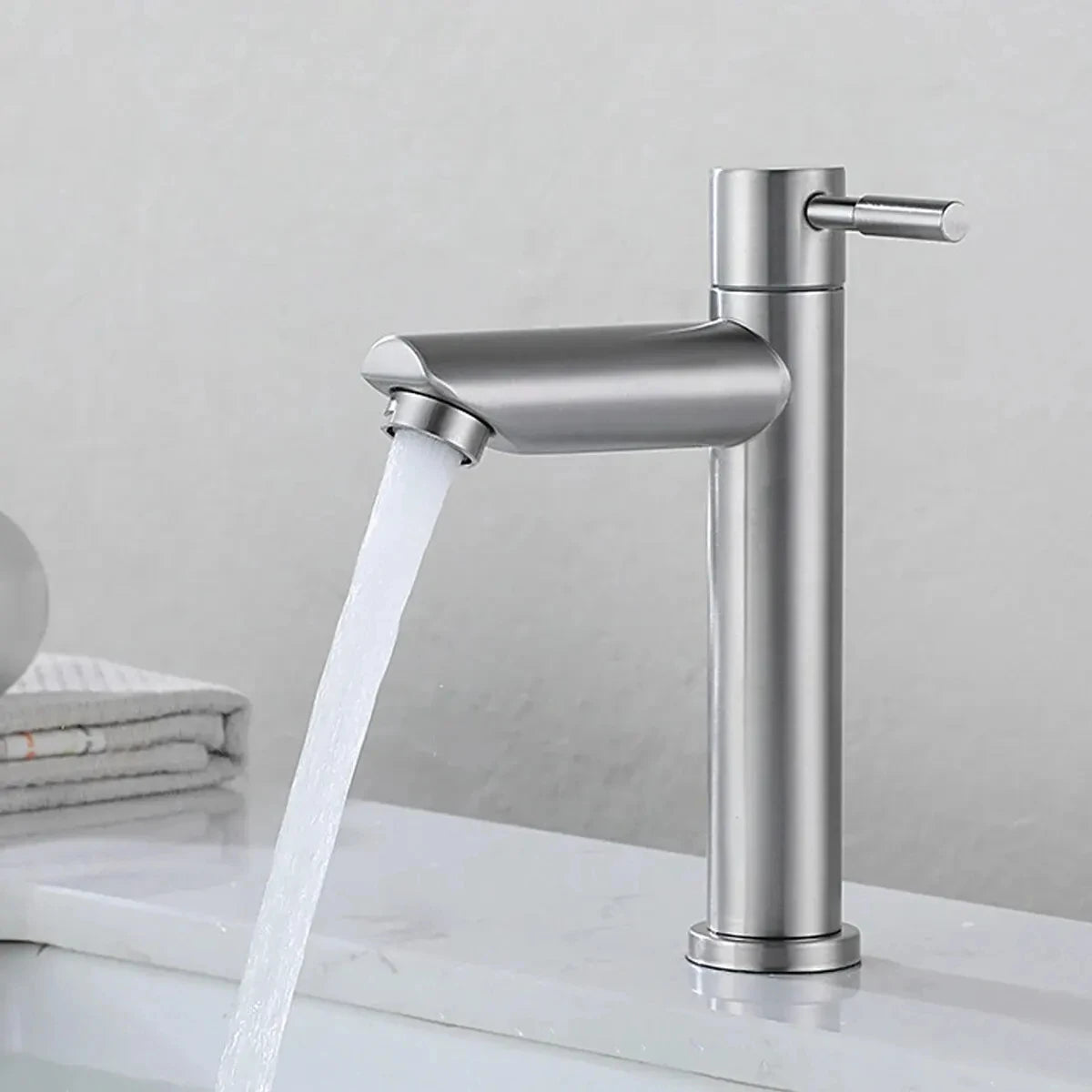 304 Stainless Steel Single Cold Basin Faucet | Black Silver
