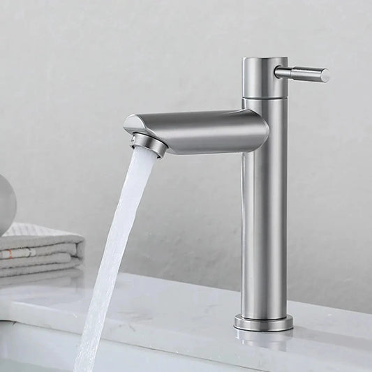 304 Stainless Steel Single Cold Basin Faucet | Black Silver Basin Sink Faucet Peaceful Pleasures Health and Wellness
