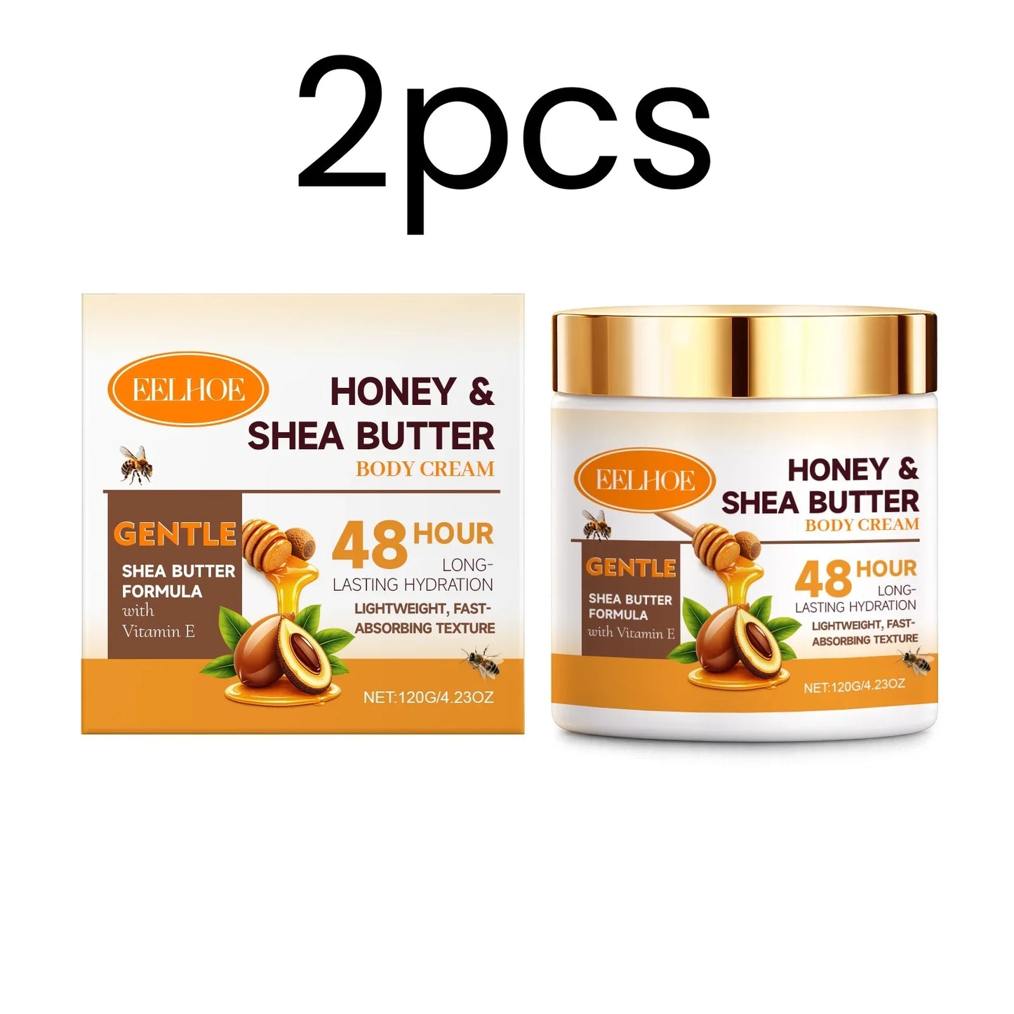 Eelhoe Honey Shea Butter Body Cream – 48-Hr Moisture | 120g