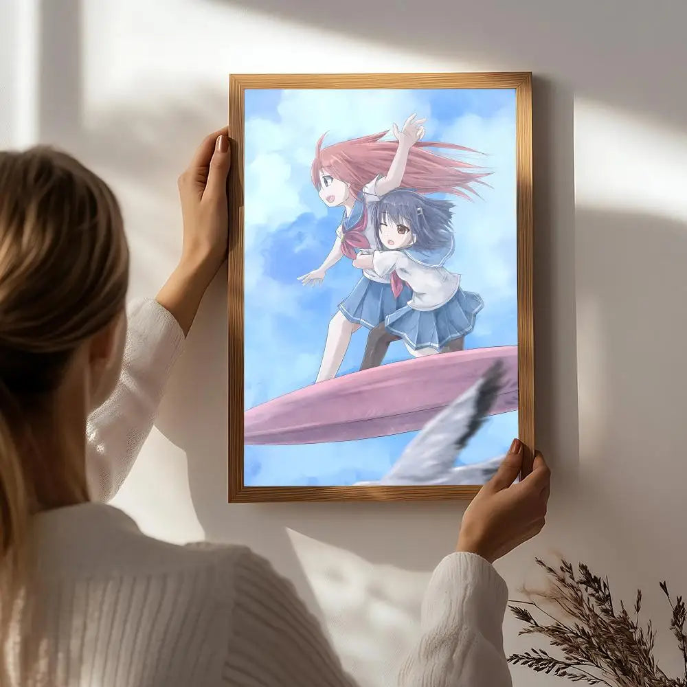 Anime F-Flip Flappers Poster HD Self Adhesive Waterproof Wall Art Ideal for Home Office Dorm Bedroom Great Gift Peaceful Pleasures Health and Wellness White3 50X70cmNoframe
