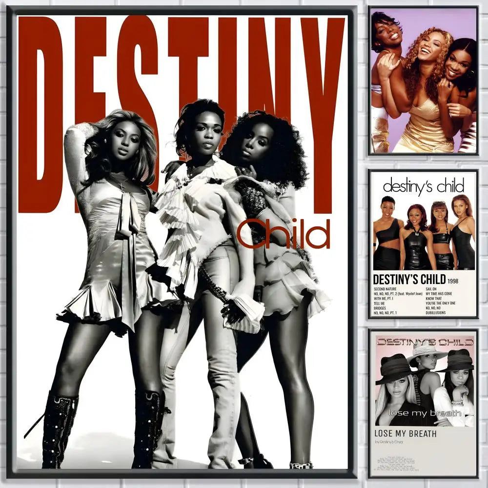 Band D-Destiny's Child Poster HD Self Adhesive Waterproof Wall Art Ideal for Home Office Dorm Bedroom Great Gift Peaceful Pleasures Health and Wellness