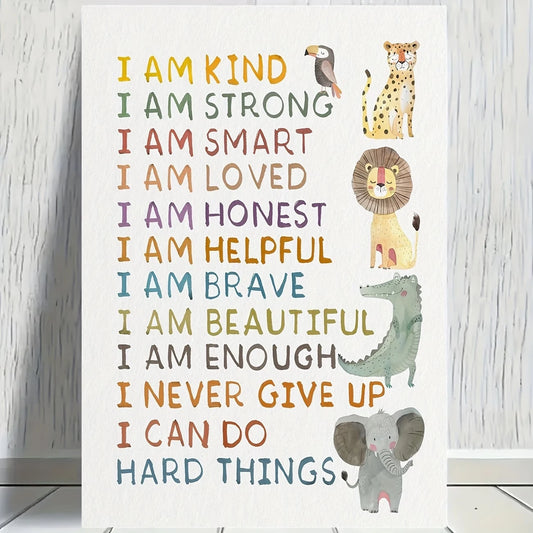 Colorful Animal Uplifting Quote Canvas Wall Art Print Poster Canvas Wall Art Peaceful Pleasures Health and Wellness G5408 21x30cm Unframed