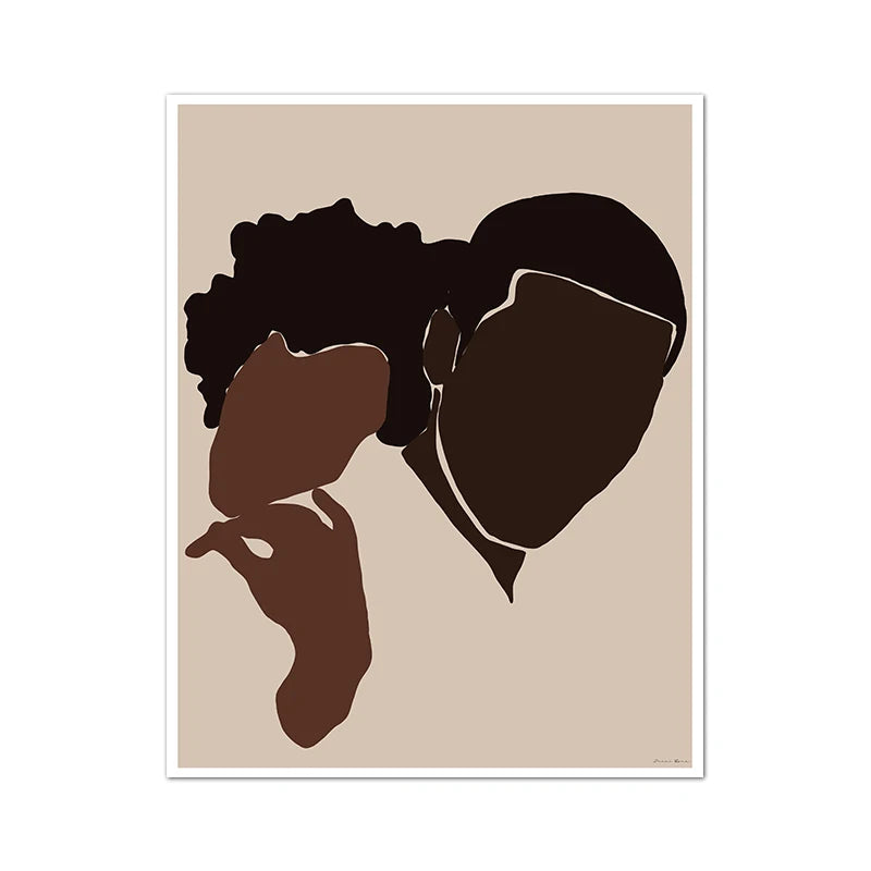 African American Couple Canvas Wall Art | Boho Love Print