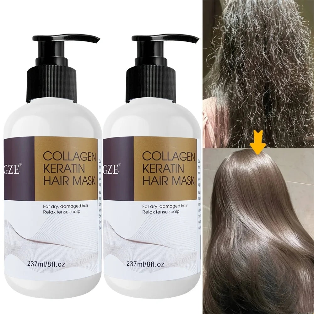 GZE Collagen Keratin Hair Mask Deep Conditioning 2 Pack Keratin Hair Mask Peaceful Pleasures Health and Wellness Smoothing & Straightening