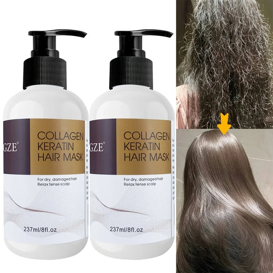 GZE Collagen Keratin Hair Mask Deep Conditioning 2 Pack Keratin Hair Mask Peaceful Pleasures Health and Wellness Smoothing & Straightening