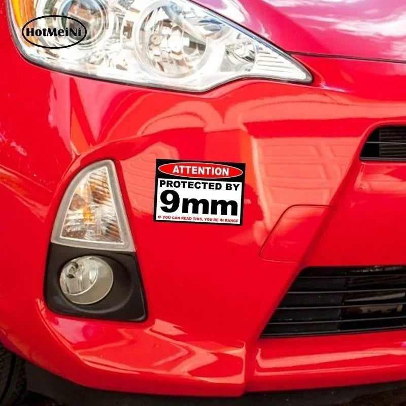 13cm*9.75cm Protected 9 mm Warning Sticker Safe Amendment Car Sticker Peaceful Pleasures Health and Wellness