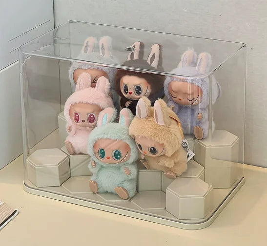 14 Grid Plastic Storage Box, Figurine Model Display Table, Transparent Dust Cover, Home Storage Cabinet Peaceful Pleasures Health and Wellness Clear